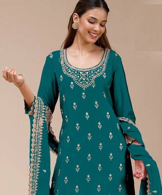 Rama color beautiful embroidered georgette fabric palazzo dress 2