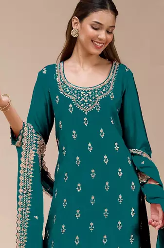Rama color beautiful embroidered georgette fabric palazzo dress