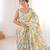 multicolor chinon digital print saree with blouse piece
