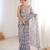 women's grey digital printed chinon saree with blouse