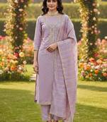 Purple color chanderi butti fabric beautiful embroidered suit