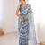 multicolor chinon designer saree with digital printed blouse