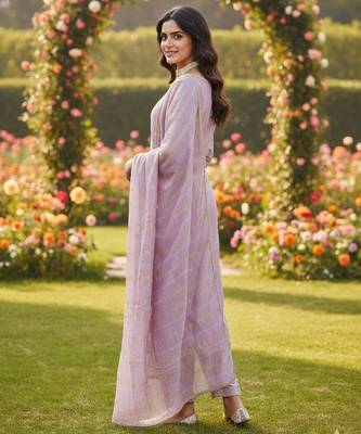 Purple color chanderi butti fabric beautiful embroidered suit 3