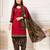 red cotton printed suit with dupatta ready to wear set
