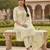 Off white color chanderi butti fabric beautiful embroidered suit