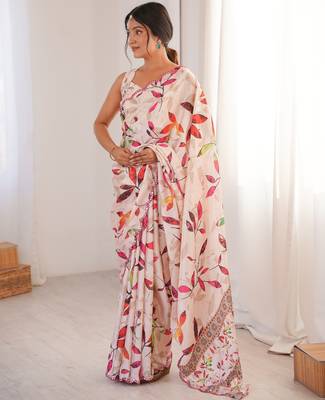 soft multicolor chinon digital printed saree for women 3