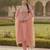 Pink color chanderi butti fabric beautiful embroidered suit