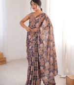 women   s geometric printed chinon saree with blouse