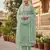 Green color glass cotton fabric embroidered ethnic salwar suit