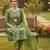 Green color glass cotton fabric embroidered ethnic salwar suit
