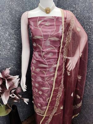 Pink color glass cotton fabric embroidered ethnic salwar suit 4
