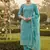 Blue color glass cotton fabric embroidered ethnic salwar suit