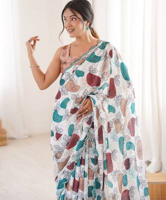 designer chinon digital print multicolor saree for women 4