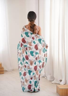 designer chinon digital print multicolor saree for women 5