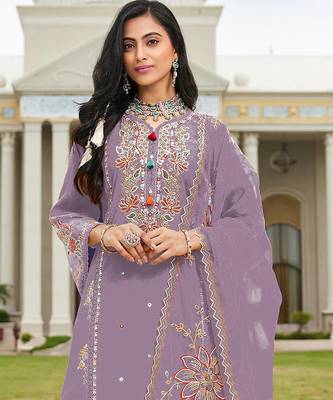 Purple color beautiful ethnic partywear designer embroidered suit 2