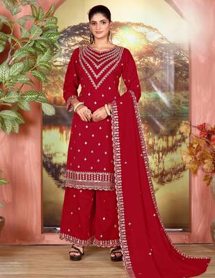 Maroon color beautiful ethnic palazzo dress for designer ceremonial looks 1
