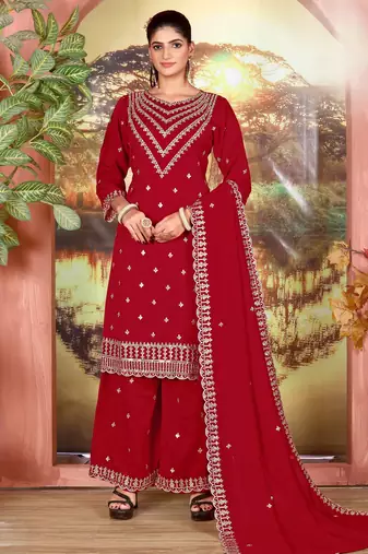 Maroon color beautiful ethnic palazzo dress for designer ceremonial looks