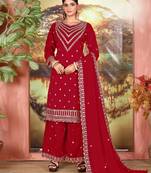 Maroon color beautiful ethnic palazzo dress for designer ceremonial looks