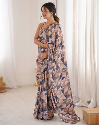 women   s chinon multicolor digital printed saree with blouse 3