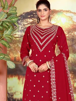 Maroon color beautiful ethnic palazzo dress for designer ceremonial looks 2
