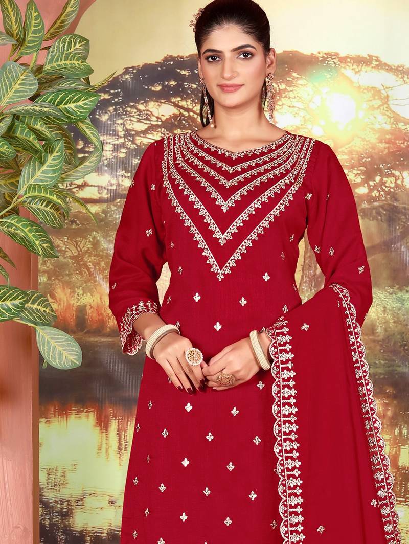Maroon color beautiful ethnic palazzo dress for designer ceremonial looks