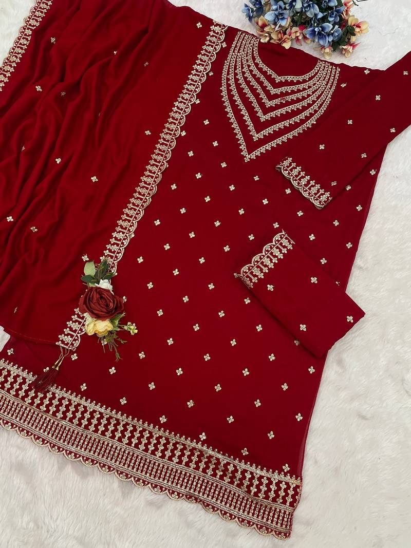 Maroon color beautiful ethnic palazzo dress for designer ceremonial looks