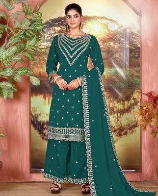 Rama color beautiful ethnic palazzo dress for designer ceremonial looks 1