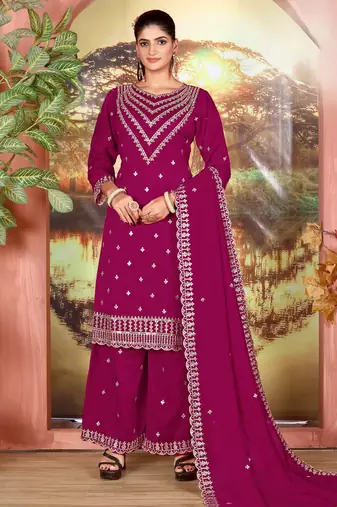 Magenta color beautiful ethnic palazzo dress for designer ceremonial looks