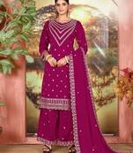 Magenta color beautiful ethnic palazzo dress for designer ceremonial looks