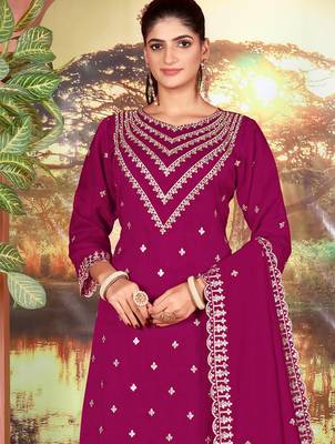 Magenta color beautiful ethnic palazzo dress for designer ceremonial looks 2