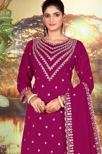 Magenta color beautiful ethnic palazzo dress for designer ceremonial looks