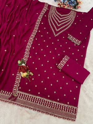 Magenta color beautiful ethnic palazzo dress for designer ceremonial looks 3