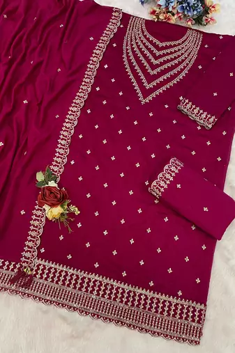 Magenta color beautiful ethnic palazzo dress for designer ceremonial looks