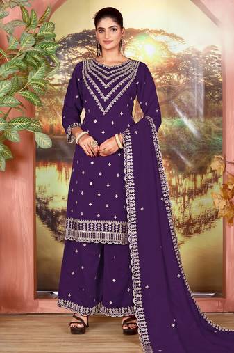 Purple color beautiful ethnic palazzo dress for designer ceremonial looks