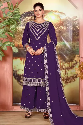 Purple color beautiful ethnic palazzo dress for designer ceremonial looks