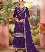 Purple color beautiful ethnic palazzo dress for designer ceremonial looks