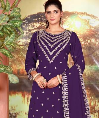 Purple color beautiful ethnic palazzo dress for designer ceremonial looks 2