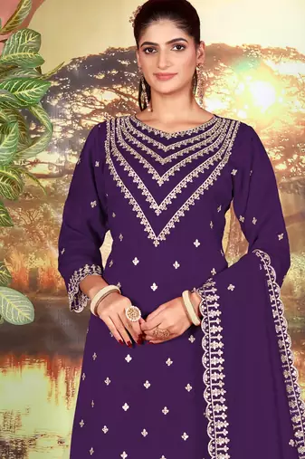 Purple color beautiful ethnic palazzo dress for designer ceremonial looks