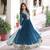 Teal blue color beautiful ceremonial faux georgette fabric gown for party looks