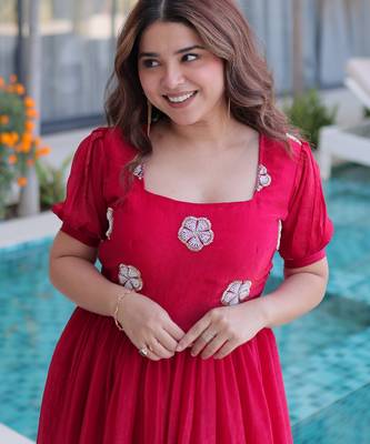 Pink color beautiful ceremonial fendy silk gown for party looks 3