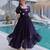 Dark purple color beautiful ceremonial fendy silk fabric gown for party looks
