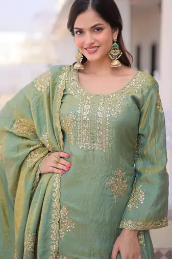 Pista color fendy crush heavy embroidered ceremonial suit