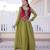 Green color mal chanderi fabric readymade gown with koti for ethnic partywear looks