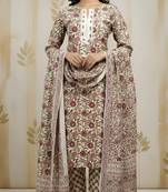 Beige color cotton fabric stylish and trendy kurta set for ethnic girls