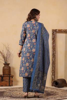 Blue color cotton stylish and trendy kurta set for girls 2