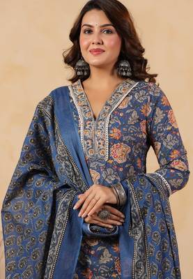 Blue color cotton stylish and trendy kurta set for girls 3