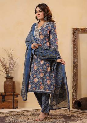 Blue color cotton stylish and trendy kurta set for girls 4
