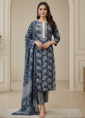 Teal color cotton stylish and trendy kurta set for girls 1