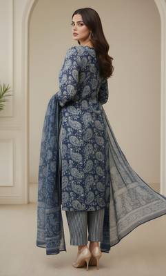 Teal color cotton stylish and trendy kurta set for girls 2