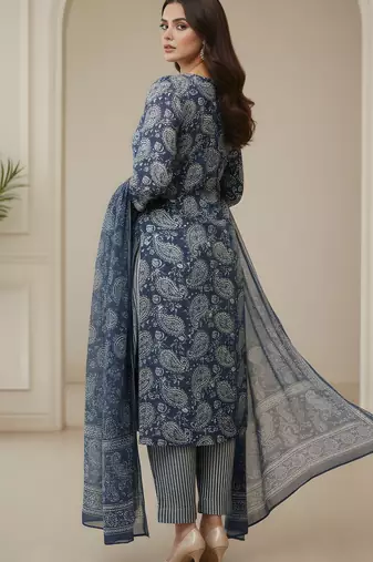 Teal color cotton stylish and trendy kurta set for girls